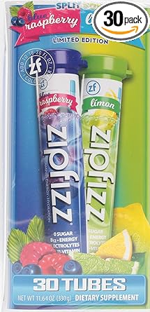 Zipfizz Healthy Energy Drink Mix, Hydration with B12 and Multi Vitamins,Split Box Blueberry Raspberry & Limon Limited Edition 30 Tubes