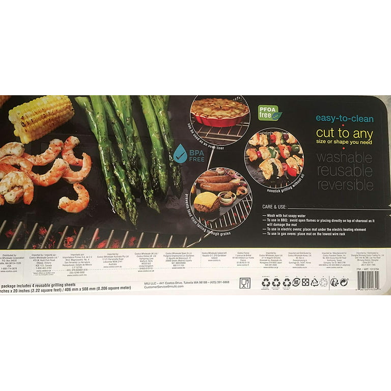 MIU BBQ Grill Mat 4-pack Extra Large 16”X20” Grill & Oven Use To 500°F