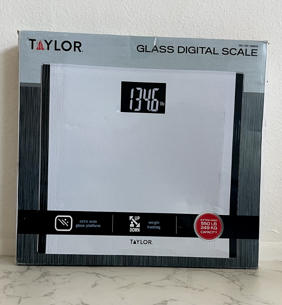 Taylor 550 Lb Extra Wide Digital Scale | Weight Tracking | Blue Backlit Display