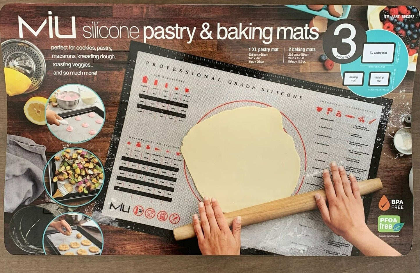 MIU Silicone Non-Stick Pastry and Baking Mat 3 Piece Set