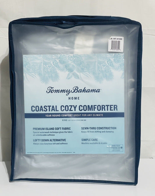 Tommy Bahama Home Coastal Cozy Comforter King Size Blue Aqua, 108 in x 98 in