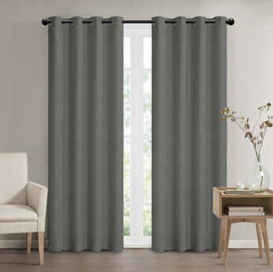 SunBlk Total Blackout Lined Curtains 52"x 84" Each Bradley Gray 2-Pack