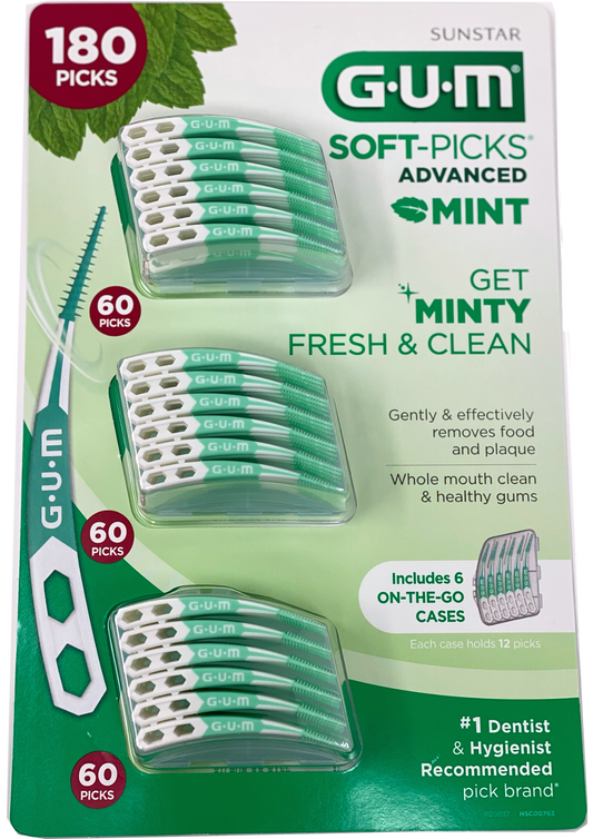 Gum Soft-Picks Advanced Mint, Dental Care Floss, Tooth Picks, 180 Picks