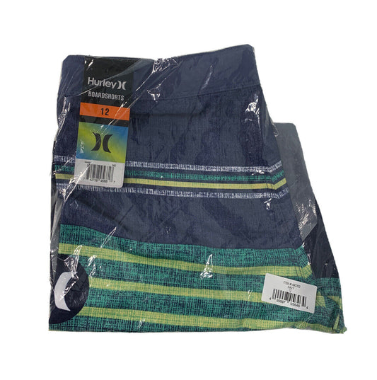 Hurley Boys Boardshorts 12 Striped Blue Yellow NEW Polyester Brand NEW with the