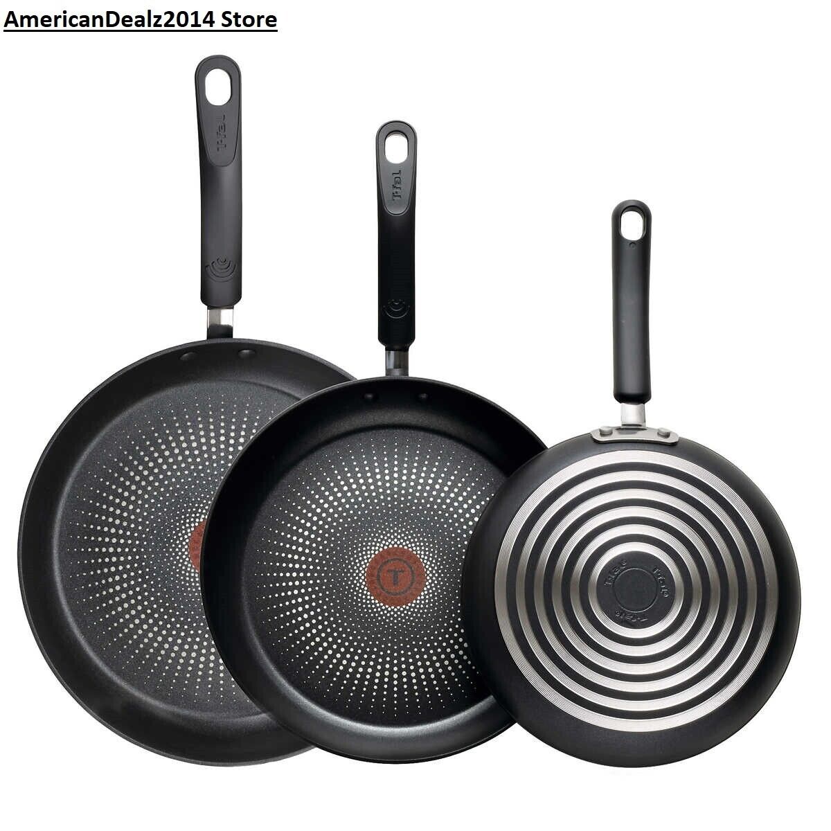 Generic
T-Fal 3 Piece Fry Pan Set Titanium Non-stick Cookware Kitchen Oven Safe NEW