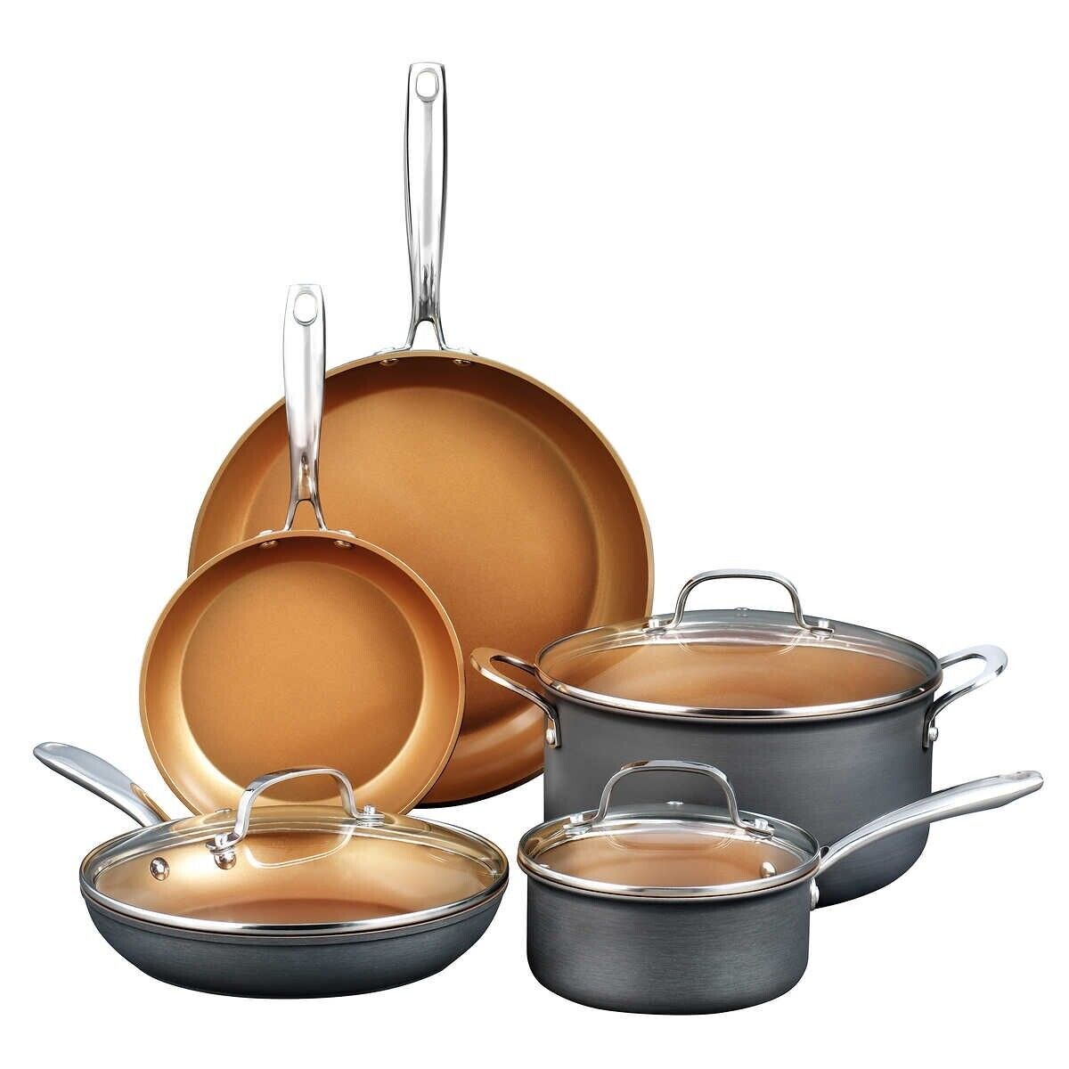 Gotham Steel Pro Non-Stick Cookware 8Pc Hard Anodized Ceramic & Titanium