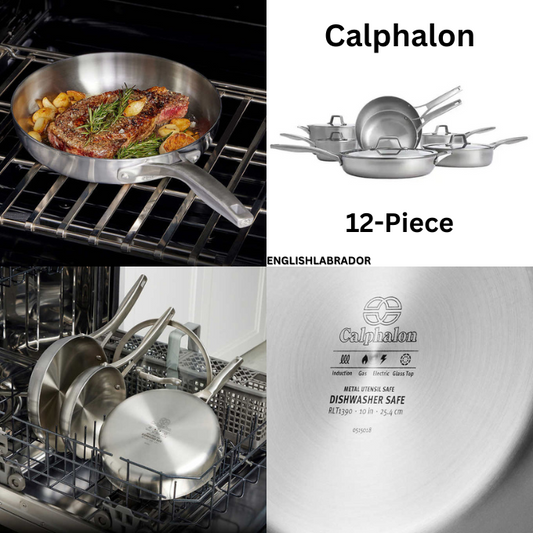 Calphalon Premier 12-Piece Stainless Steel Cookware Set, Pots & Pans, Lids, NEW