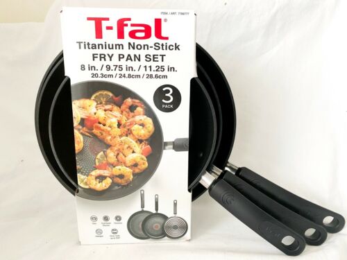 Generic
T-Fal 3 Piece Fry Pan Set Titanium Non-stick Cookware Kitchen Oven Safe NEW