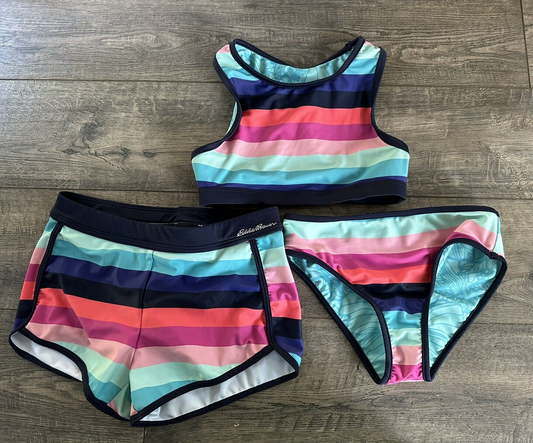 Eddie Bauer kIDs 4 piece Reversible Swim Set Shorts Skort Set