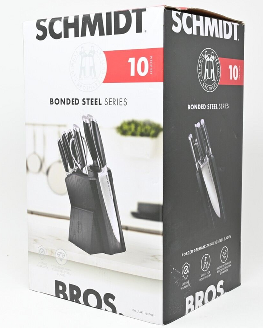 Schmidt Brothers Cutlery 10-Piece Bonded Steel Series Knife Block Set