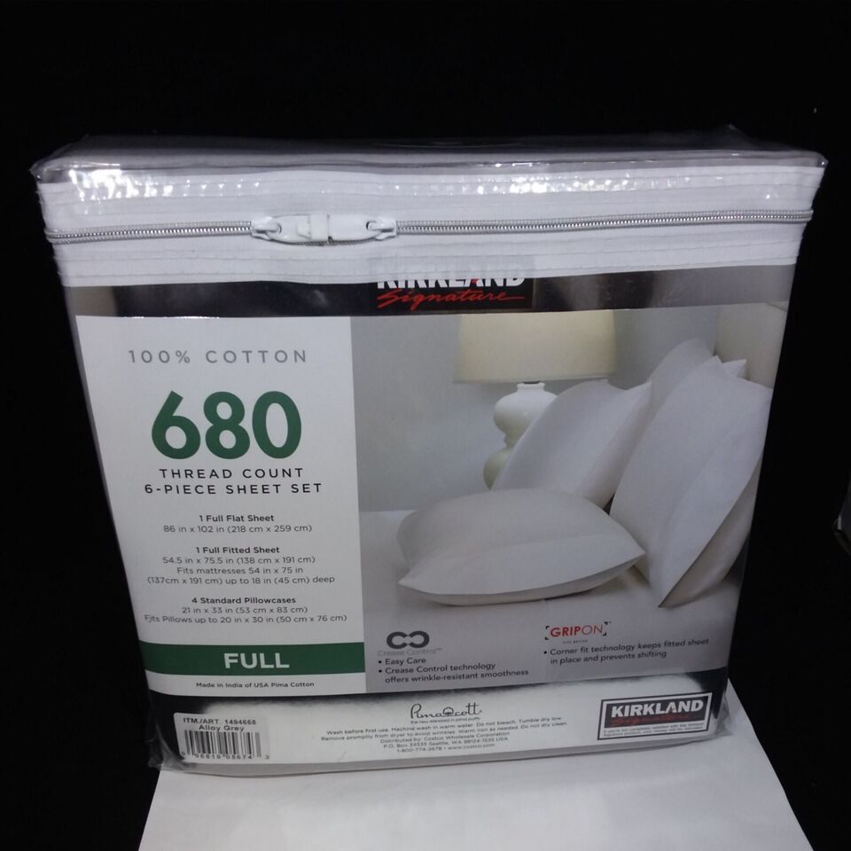 Kirkland Signature 680 Thread Count Sheet Set full KING SIZE