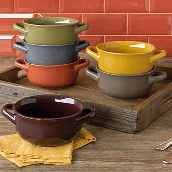 Over and back Comfort Food 6-piece Bowl Set Colored Stoneware Dishwasher and Microwave Safe