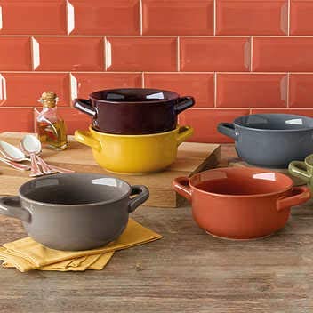 Over and back Comfort Food 6-piece Bowl Set Colored Stoneware Dishwasher and Microwave Safe