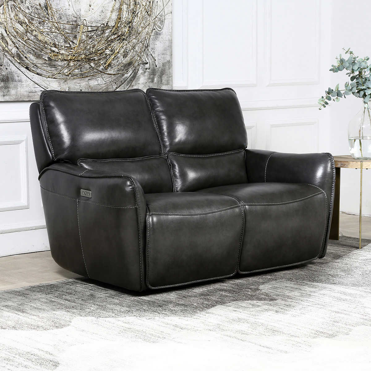 Wayton Leather Power Reclining Sofa  + Loveseat with Power Headrest