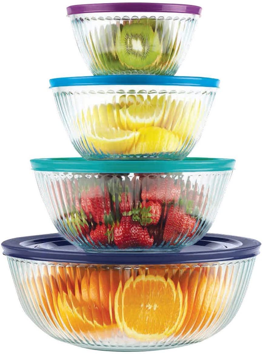 Pyrex 8-piece Glass Sculpted Mixing Bowl Set