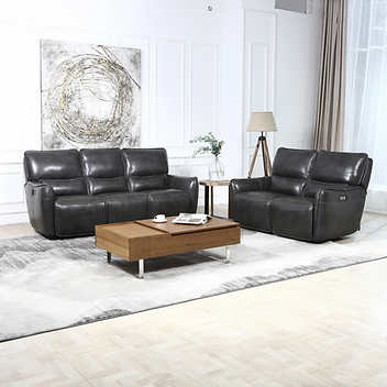 Wayton Leather Power Reclining Sofa  + Loveseat with Power Headrest